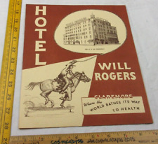 Hotel Will Rogers Claremore Oklahoma restaurant menu 1950s Route 66 picture