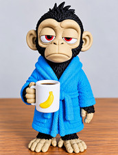 3D Printed Exhausted Chimpanzee Figurine – Funny Tired Monkey Desk Decor picture