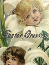 Winsch Back Easter Postcard Anthropomorphic Lilies Girls picture