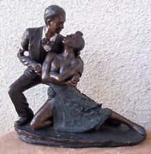 Vintage Couple Dancing Tango Artist Bronze Finish Figurine Statue Sculpture Rare picture