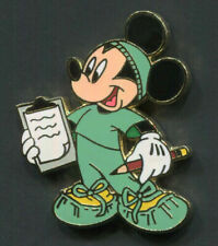 Disney Pin Mickey Mouse as Doctor Surgeon in Green Scrubs Medical Chart picture