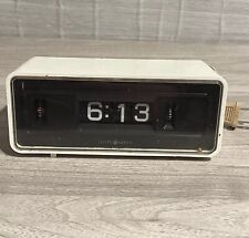Vintage Alarm Clock GE General Electric Model 8125A White Flip Panel Roll MCM picture
