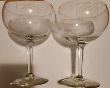 Vintage Pair Ford 75th Anniversary Etched Long Stem Wine Glasses picture