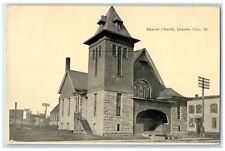 c1910's Baptist Church Scene Street Granite City Illinois IL Antique Postcard picture