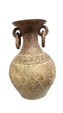 LATIN AMERICAN  Tribal Red Clay Vase with Ring Handles Mid 20th Century picture