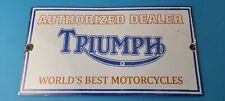 Vintage Triumph Motorcycles Sign - Gas Service Pump Porcelain Gasoline Sign picture
