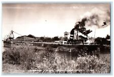 c1930's Loading Sand Consumers Power Steamer Manistee MI RPPC Photo Postcard picture