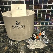 Swarovski Crystal Pair Of Puffins Figurine On Frosted Base 261643 MINT NEW NIB picture