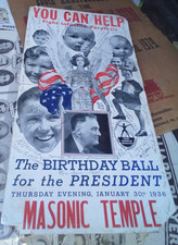 Original Howard Chandler Christy FDR Birthday Ball 1936 Sign  Fight Paralysis picture
