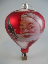 Coca-Cola Kurt Adler Glass Hot Air Balloon with Santa Holiday Christmas Ornament picture