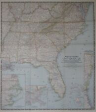 1947 Road Map SOUTHEASTERN UNITED STATES Florida Virginia Mississippi Railroads picture