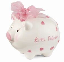 Mud Pie Pink & White Little Princess Ceramic Boxed Piggy Bank picture