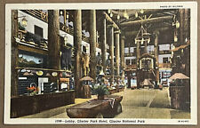 Montana Glacier National Park Hotel Interior Lobby Vintage Postcard c1940 picture