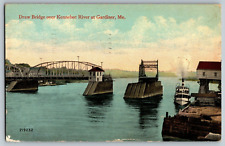 Gardiner, Maine - Draw Bridge over Kennebec River - Vintage Postcard - Posted picture