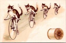 Coats Anthropomorphic Cats Penny Farthing High Wheel Bicycles E W Staples HQV1 picture