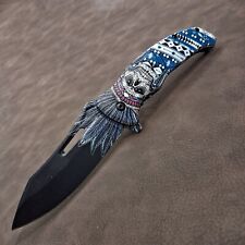 Aztec Azul Muertos Fast Spring Assisted Opening Tactical EDC Pocket Knife w/Clip picture