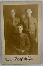 WWI Postcard B&W RPPC US Military c1919 (3) Army Men Identified Rains-Elliott picture