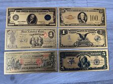 Gold Foil Souvenir Note Set - USA - 6 Notes - $1,$5,$100,$1000 Various years picture
