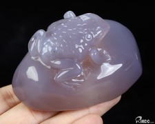 3.0" Agate Geode Hand Carved Crystal Toad Sculpture, Crystal Healing picture