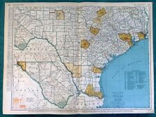 Huge Vintage SOUTH TEXAS Commercial Business Map, Railroads, Detailed, Color picture