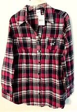 Girl Scout Vintage Flannel Shirt Plaid Buttonup Brand-New Size 14-16 picture