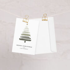 Green Tree Holiday Christmas Card Greeting Xmas Collectible Paper Cards Greeting picture