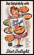 1951 DIET DELIGHT Woman in a Can Dietetic Vintage Food Kitchen Decor PRINT AD picture