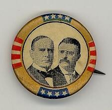 1900 President McKinley Teddy Roosevelt Campaign Jugate Pinback Button NICE 1 picture