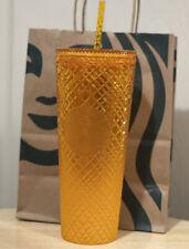 New Starbucks 2022 Summer Cold Cup Venti 24oz Yellow Mango Ombre Jeweled Tumbler picture