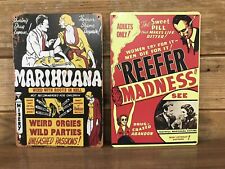 Marijuana Vntg Weed Hell Funny Repro Metal sign Pair 8