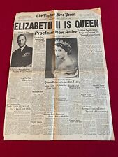 1952, Queen Elizabeth II, London Free Press Newspaper (Scarce / Vintage) picture