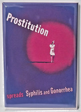 PROPAGANDA WWII MAGNET 2"x3" WAR USA STD SYPHILIS REGRET PROSTITUTE  9 picture