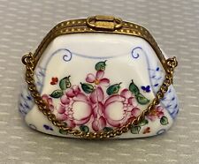 Vintage Signed Rochard Limoges France Porcelain Purse Handbag Trinket Box picture