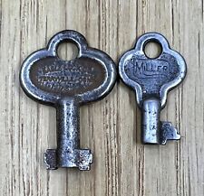 2  Vintage Open Barrel Skeleton Cabinet Keys, Eagle Lock co., Miller picture