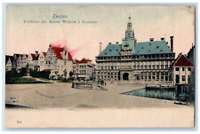 Emden Lower Saxony Germany Postcard Town Hall Kaiser Wilhelm I Monument 1913 picture