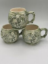 Vintage Glazed Ceramic Cup Set Of Three 1975 Signed picture
