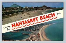Nantasket Beach MA-Massachusetts Aerial Scenic Banner Greetings Vintage Postcard picture