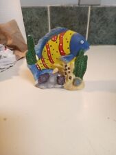 Vintage Colorful Ceramic Fish Figurine Tropical Ocean Nautical Kitsch picture