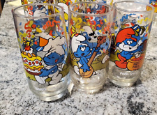 1983 Hardees Smurf Drinking Glasses COMPLETE Set of 6 Peyo picture