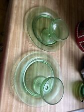 1920s Cambridge Uranium Glass Goblet and Plate-Tray  picture