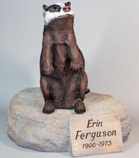 Wildlife Cremation Urn Human Ashes Memorial Statue Badger Unusual Funeral Decor picture