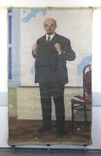 Soviet vintage portrait - Oil on Canvas VLADIMIR LENIN Communist Party Leader  picture