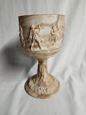 VINTAGE INCOLAY STONE CHALICE/GOBLET CUP MADE IN THE USA ROSE PINK CREAM ROMAN  picture