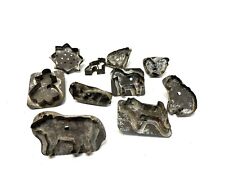 lot of 10 Antique Primitive Galvanize Tin Metal Soldered animals Cookie Cutter picture