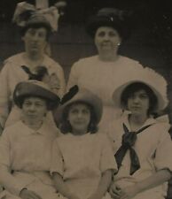 Antique Tintype Group Photograph 5 Beautiful Women Girls Friends Family Hats picture