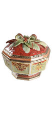 fitz and floyd damask holiday Tureen Christmas -Dessert Bowl Vintage Collector’s picture