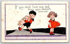 If You Don't Love My Dog Then You Needn't Love Me Cute Couple Quarrel Postcard picture