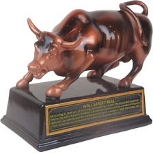 Official Licensed Bronze Wall Street Bull Stock Market NYC Figurine Statue with picture