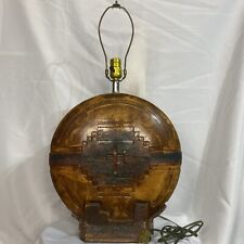 Vintage Carved Wood Round Tiki Lamp Made In Honduras Leviton Tested & Works picture