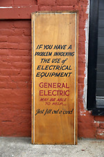Vintage General Electric wood sign electrical equipment telephones motors etc picture